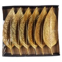 SET 6 MINI ASSIETTES DECO FEUILLE MODELE OR 6(24*8*2)cm