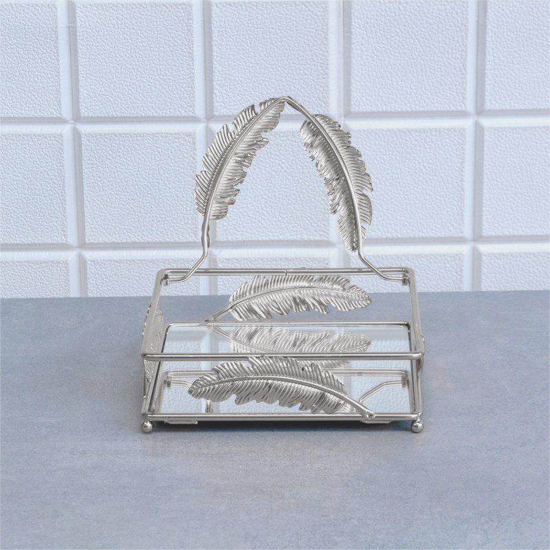 PORTE PAPIER DECO FEUILLE 17X17X4 CM MODELE ARGENT