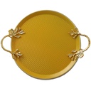PLATEAU DECO ROND METAL 30 CM MIX NOIR/JAUNE/BEIGE/BLANC/GRIS