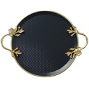 PLATEAU DECO ROND METAL 30 CM MIX NOIR/JAUNE/BEIGE/BLANC/GRIS