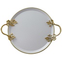 PLATEAU DECO ROND METAL 30 CM MIX NOIR/JAUNE/BEIGE/BLANC/GRIS