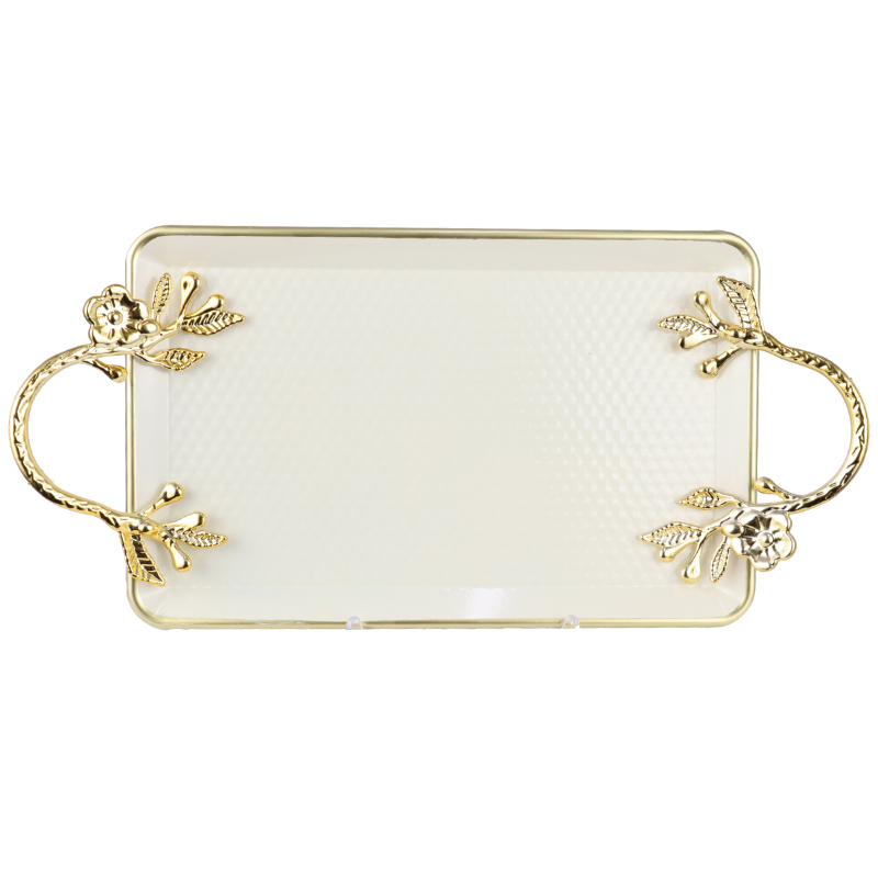 PLATEAU DECO RECTANGULAIRE METAL 18X29 CM MIX NOIR/JAUNE/BEIGE/BLANC/GRIS