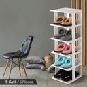 RANGE CHAUSSURES 5 NIVEAUX 28*25*80 CM (MIXE BLANC-GRIS)
