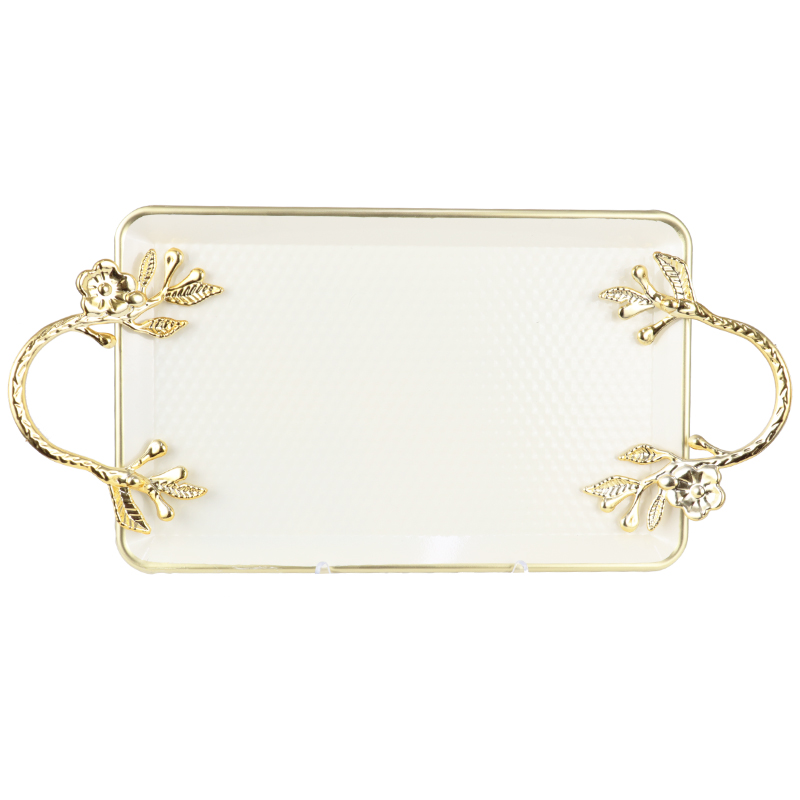 PLATEAU DECO RECTANGULAIRE METAL 18X29 CM MIX NOIR/JAUNE/BEIGE/BLANC/GRIS