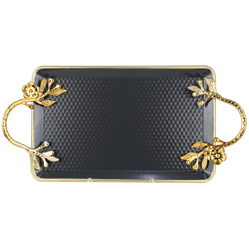 PLATEAU DECO RECTANGULAIRE METAL 18X29 CM MIX NOIR/JAUNE/BEIGE/BLANC/GRIS