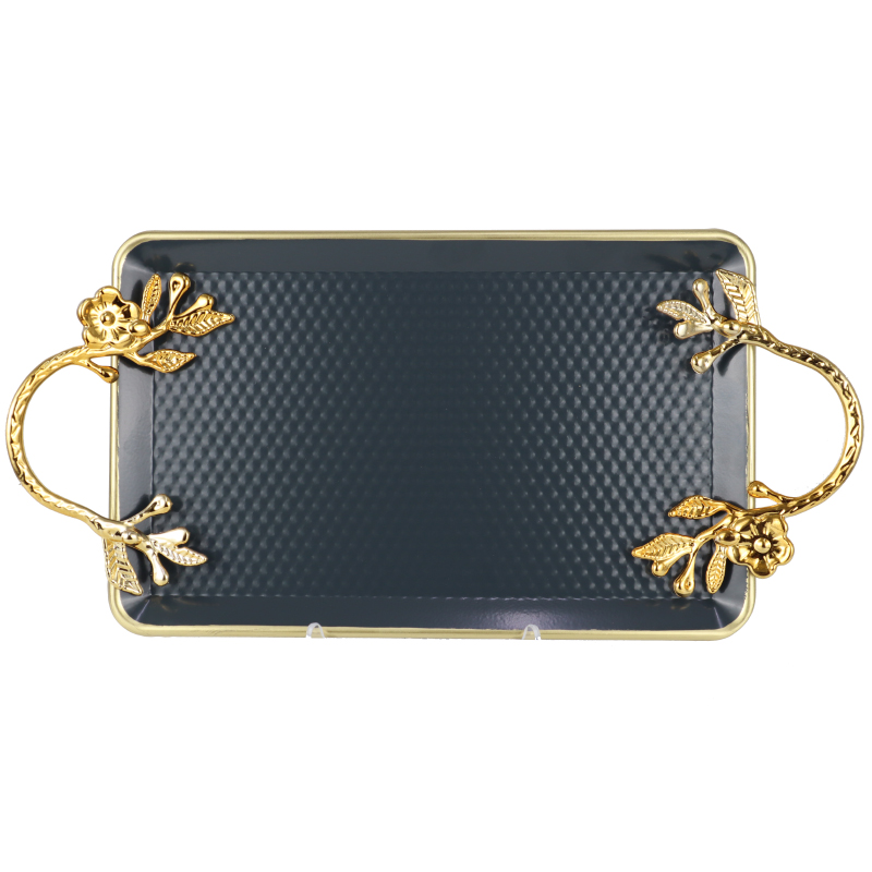 PLATEAU DECO RECTANGULAIRE METAL 18X29 CM MIX NOIR/JAUNE/BEIGE/BLANC/GRIS