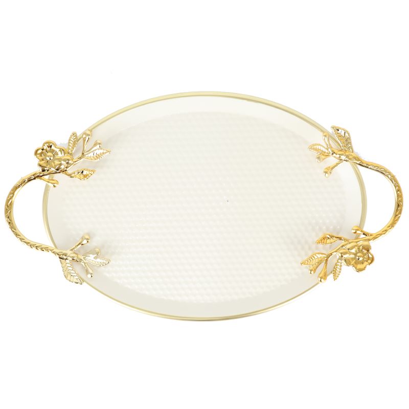 PLATEAU DECO OVAL METAL 21X30 CM MIX NOIR/JAUNE/BEIGE/BLANC/GRIS