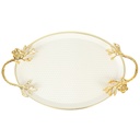 PLATEAU DECO OVAL METAL 21X30 CM MIX NOIR/JAUNE/BEIGE/BLANC/GRIS