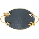 PLATEAU DECO OVAL METAL 21X30 CM MIX NOIR/JAUNE/BEIGE/BLANC/GRIS