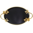PLATEAU DECO OVAL METAL 21X30 CM MIX NOIR/JAUNE/BEIGE/BLANC/GRIS