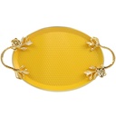 PLATEAU DECO OVAL METAL 21X30 CM MIX NOIR/JAUNE/BEIGE/BLANC/GRIS
