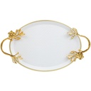 PLATEAU DECO OVAL METAL 21X30 CM MIX NOIR/JAUNE/BEIGE/BLANC/GRIS
