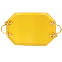 PLATEAU DECO OCTOOGONAL METAL 28X48 CM MIX NOIR/JAUNE/BEIGE/BLANC/GRIS