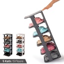 RANGE CHAUSSURES 5 NIVEAUX 28*25*80 CM (MIXE BLANC-GRIS)