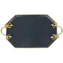 PLATEAU DECO OCTOOGONAL METAL 28X48 CM MIX NOIR/JAUNE/BEIGE/BLANC/GRIS