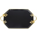 PLATEAU DECO OCTOOGONAL METAL 28X48 CM MIX NOIR/JAUNE/BEIGE/BLANC/GRIS