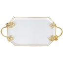 PLATEAU DECO OCTOOGONAL METAL 21X36 CM MIX NOIR/JAUNE/BEIGE/BLANC/GRIS