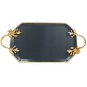 PLATEAU DECO OCTOOGONAL METAL 21X36 CM MIX NOIR/JAUNE/BEIGE/BLANC/GRIS