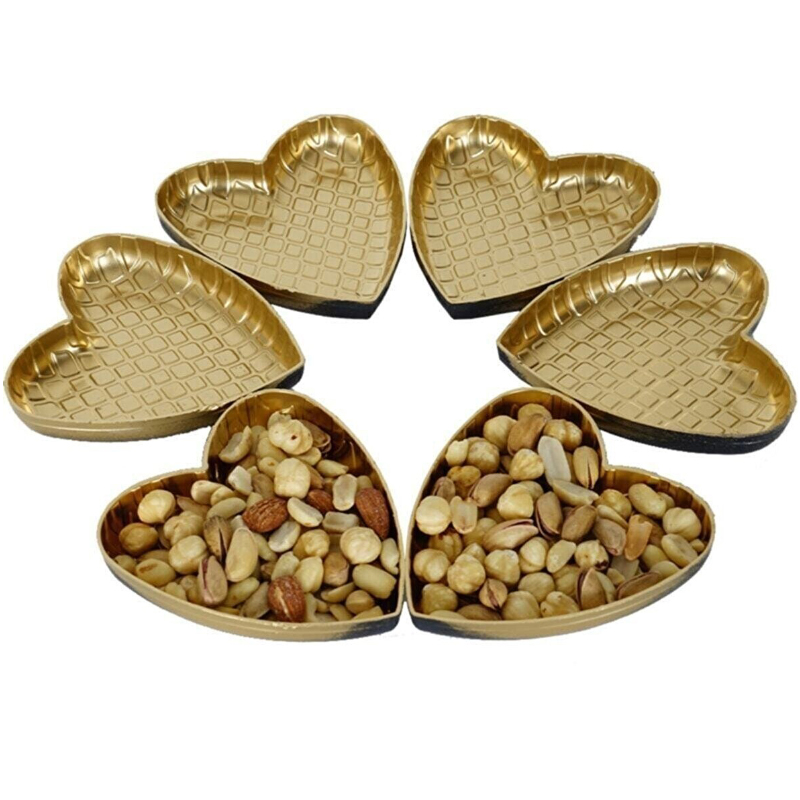 SET 6 MINI ASSIETTES DECO COEURMODELE OR 6(11*10*2)cm