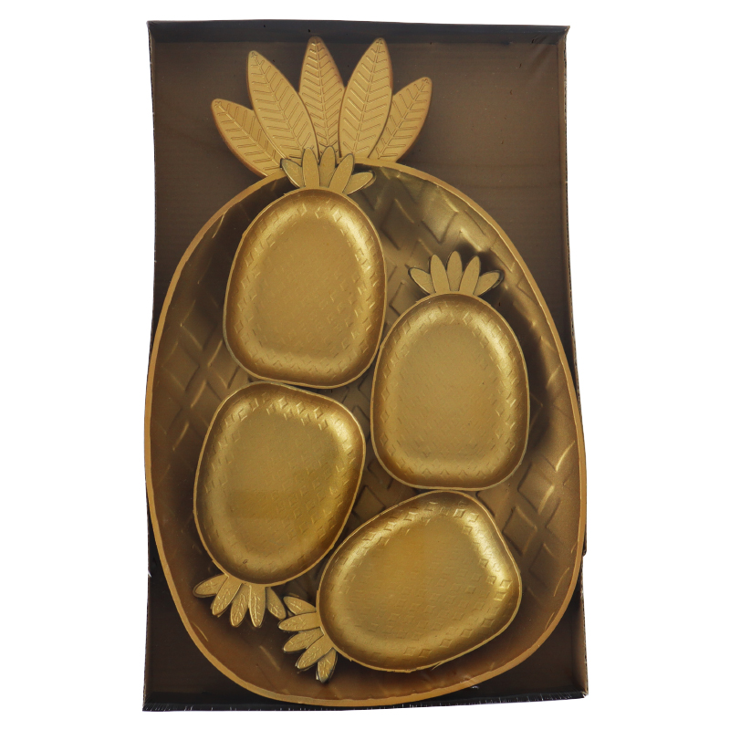 SET 5 PIECES PLATEAU DECO ANANAS MODELE OR - 4(13*8*2)cm - 1(31*22*3)cm