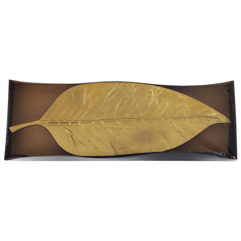 PLATEAU DECO FEUILLE MODELE OR - 49 * 16 * 3 cm