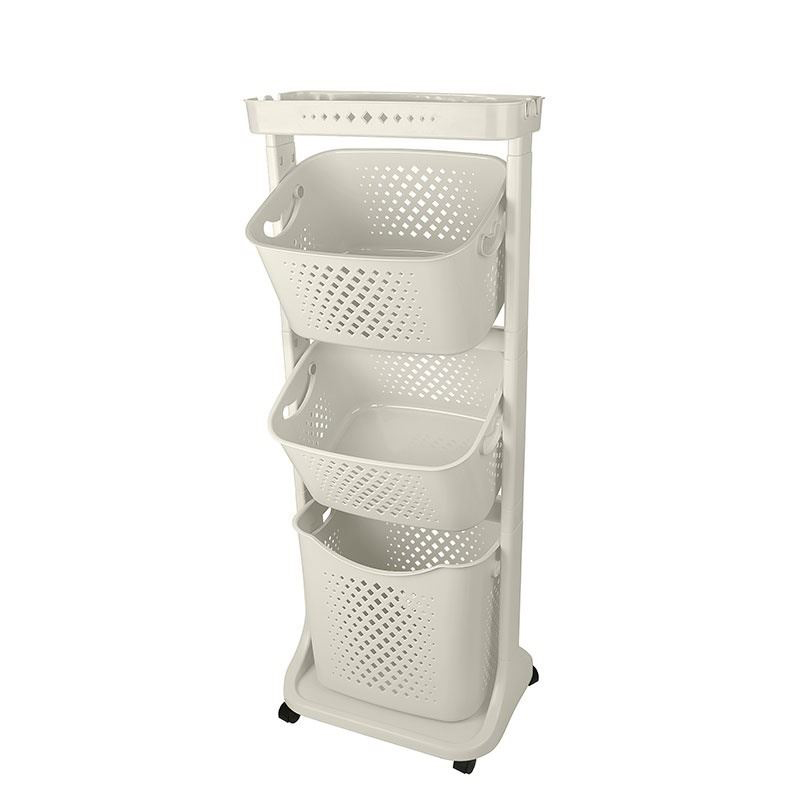 ETAGERE A ROULETTE 44X33X112 CM BEIGE