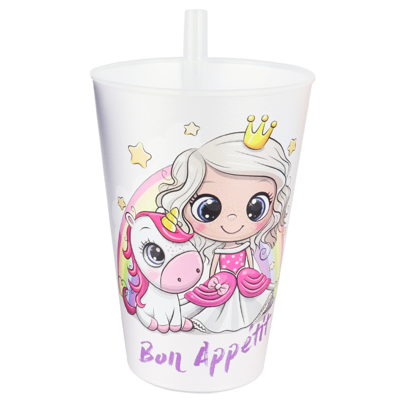 GOBELET AVEC PIPETTE ENFANT 400 CC MIX DESIGNS