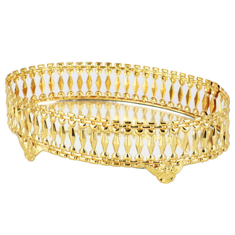 PLATEAU DECO OVAL METAL MODELE OR 22X13X6 CM - MIX 3 DESIGNS