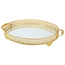 PLATEAU DECO OVAL METAL MODELE OR 40X32X7 CM - MIX 3 DESIGNS