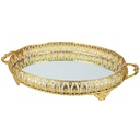 PLATEAU DECO OVAL METAL MODELE OR 40X32X7 CM - MIX 3 DESIGNS