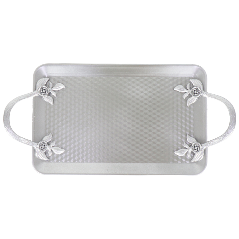 PLATEAU DECO PLASTIQUE MIX OR/ARGENT - 37 * 18 cm