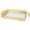PLATEAU DECO RECTANGULAIRE METAL MODELE OR 32X19X7 CM - MIX 3 DESIGNS