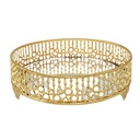 PLATEAU ROND DECO METAL MODELE OR 25 CM - MIX 3 DESIGNS 