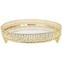 PLATEAU ROND DECO METAL MODELE OR 35 CM - MIX 3 DESIGNS 