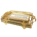 SET 3 PLATEAUX RECTANGULAIRE MODELE OR 32X19X7 / 39X26X8 / 41X28X8 CM - MIX 3 DESIGNS 