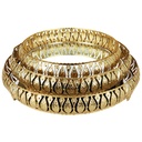 SET 3 PLATEAUX ROND METAL MODELE OR 25-30-35 CM - MIX 3 DESIGNS 