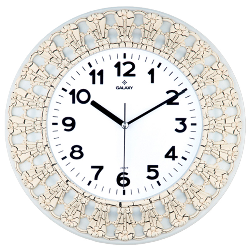 HORLOGE MURALE DECORATIVE 32.8 CM MIX BLANC/OR