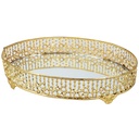 PLATEAU DECO OVAL METAL MODELE OR 28X14X6 CM - MIX 3 DESIGNS