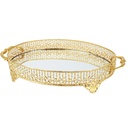 PLATEAU DECO OVAL METAL MODELE OR 35X26X8 CM - MIX 3 DESIGNS