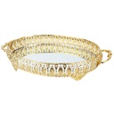 PLATEAU DECO OVAL METAL MODELE OR 35X26X8 CM - MIX 3 DESIGNS