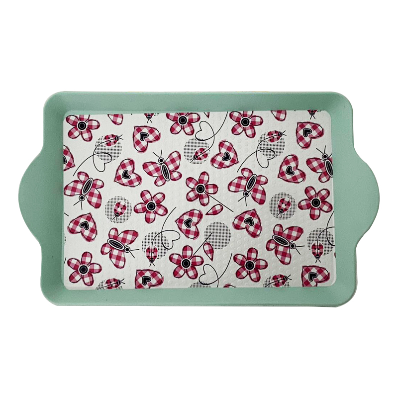 PLATEAU DECO MIX:MENTHE-ROSE-BLANC 24 X 14 CM