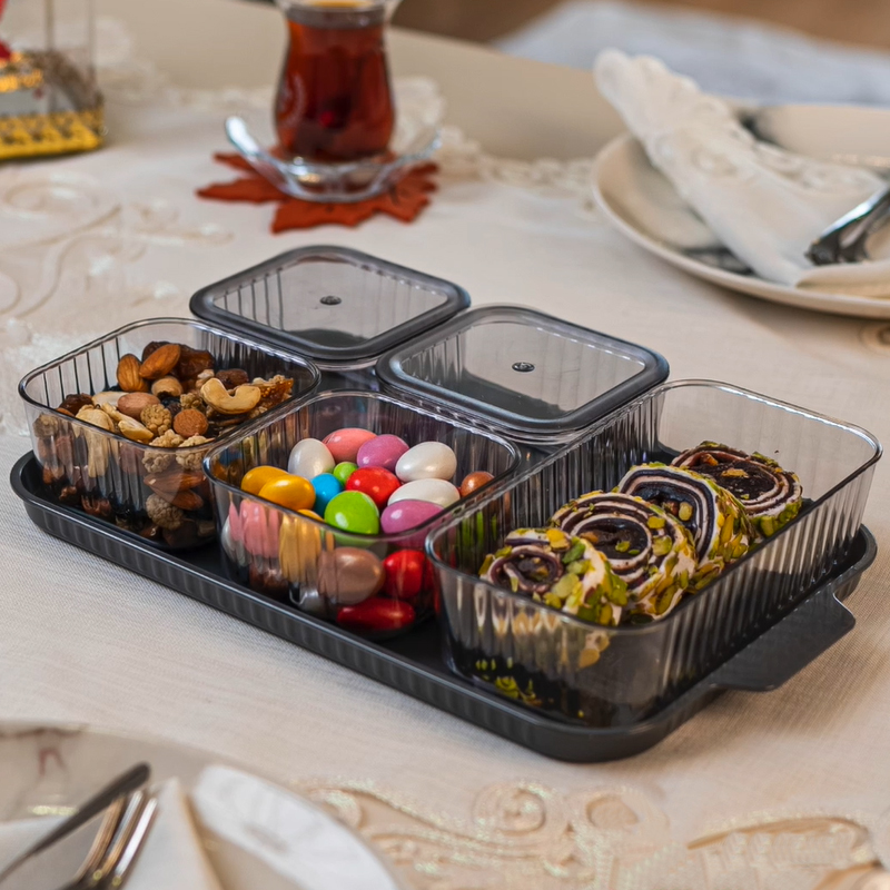 BOITE PETIT DEJEUNER 5 COMPARTIMENTS 32X21X6 CM CRYSTAL MAT