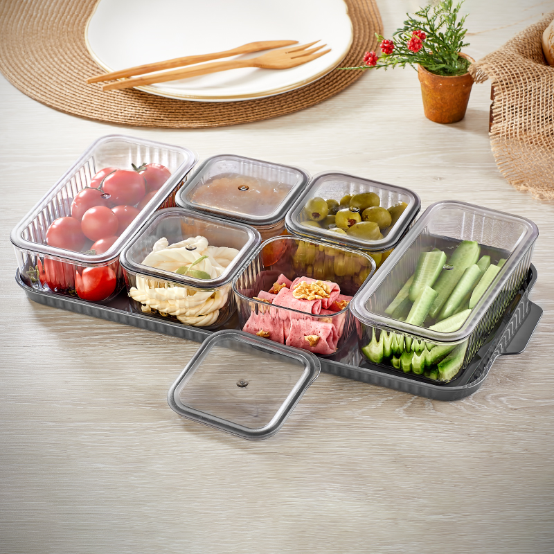 BOITE PETIT DEJEUNER 6 COMPARTIMENTS 41X19X6 CM CRYSTAL MAT