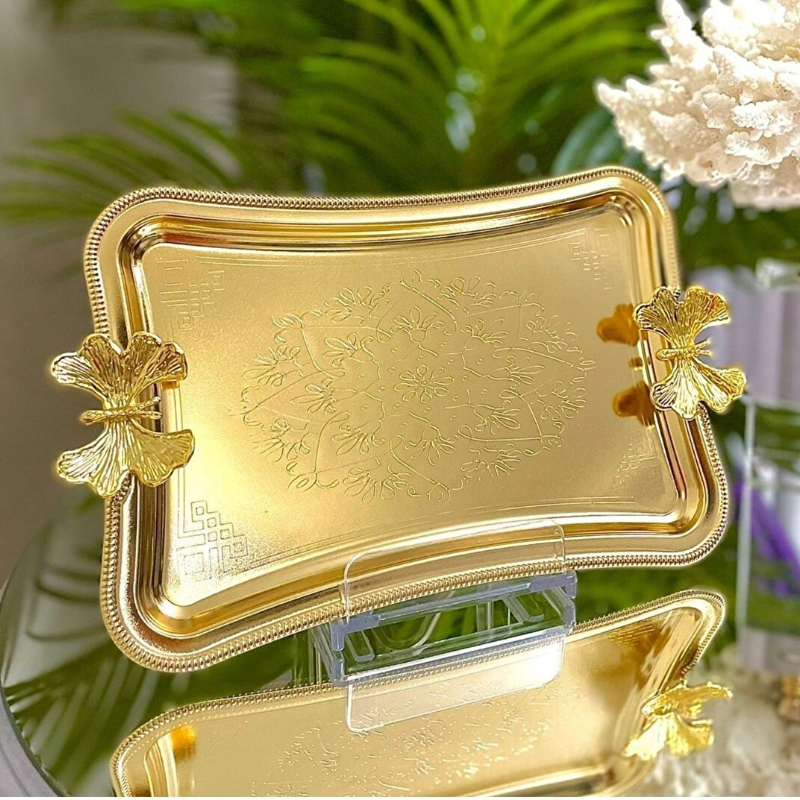 PLATEAU DECO METAL 27X17 CM MODELE OR 