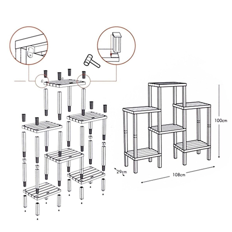ETAGERE DECO SALON PLASTIQUE 108X100X29 CM MIX GRIS/BLANC