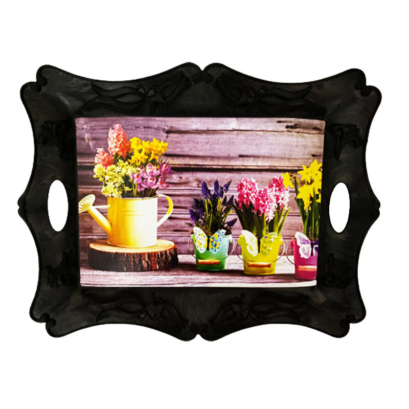 PLATEAU DECO RECTANGLE NOIR 43 X 33CM