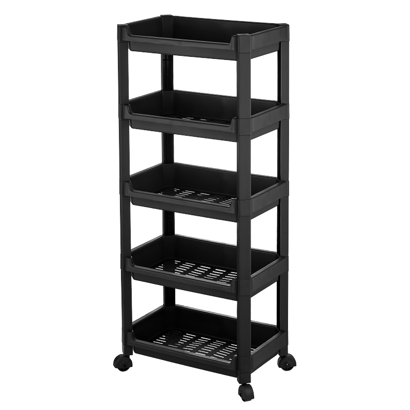 ETAGERE 5 NIVEAUX A ROULETTES 35X22X85 CM NOIR