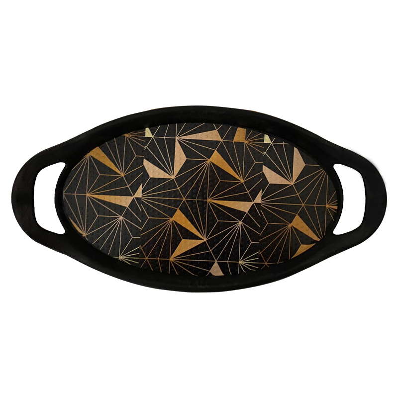 PLATEAU DECO NOIR AVEC ANSE 30 X 16 CM