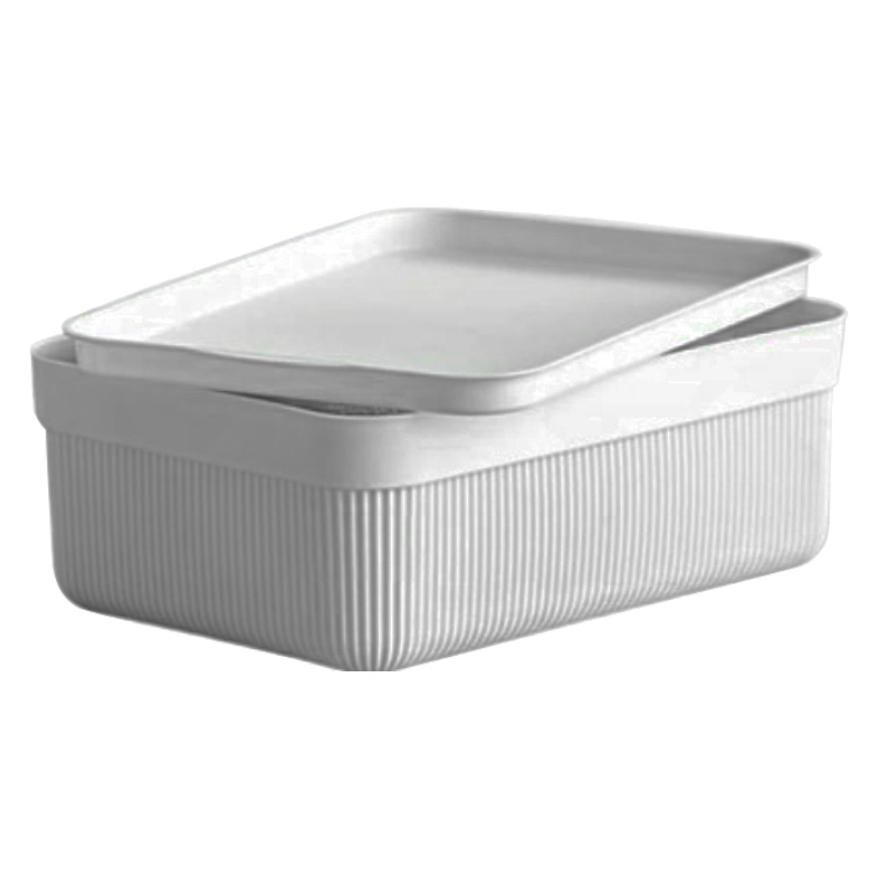 BAC RANGEMENT PLASTIQUE AVEC COUVERCLE 2.7 LITRES MIX ROSE/GRIS/BEIGE/CREME
