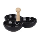 PLAT CERAMIQUE 3 COMPARTIMENTS 15 CM MIX NOIR/BLANC